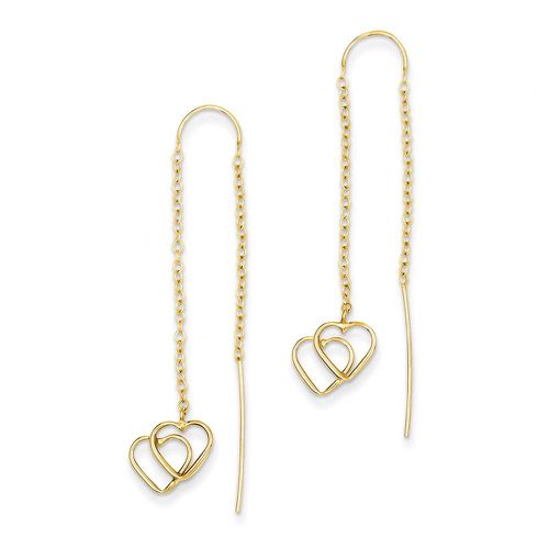 K Double Heart Threader Earrings - Jewelry - Modalova