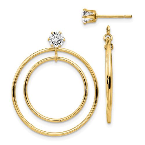K Double Hoop with CZ Earring Jackets - Jewelry - Modalova