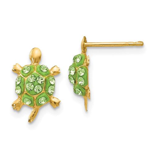 K Light Green Crystal Turtle Post Earrings - Jewelry - Modalova