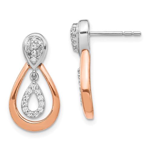 K White and Rose Gold Diamond Post Dangle Earrings - Jewelry - Modalova