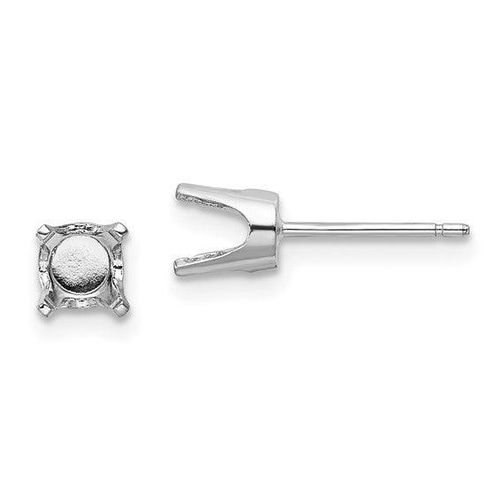 K White Gold 4.5mm Round Stud Earring Mounting w/backs No Stones Included - Jewelry - Modalova
