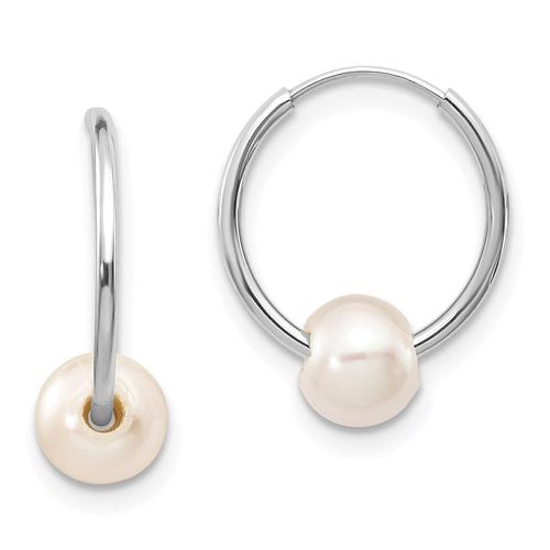 K White Gold 5-6mm White Freshwater Cultured Pearl Endless Hoop Earrings - Jewelry - Modalova