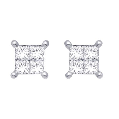 K White Gold 7/10 Ct Diamond Stud Earrings - Star Significance - Modalova