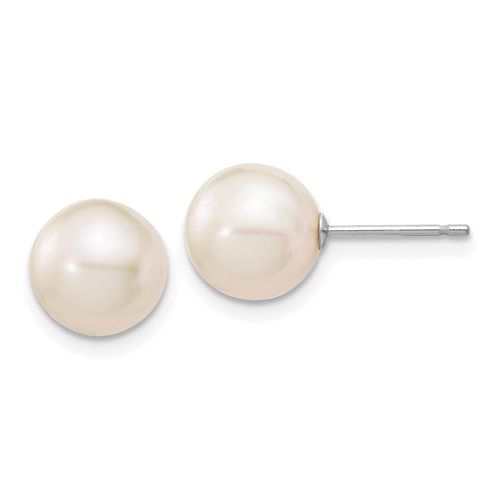 K White Gold 8-9mm White Round FW Cultured Pearl Stud Post Earrings - Jewelry - Modalova