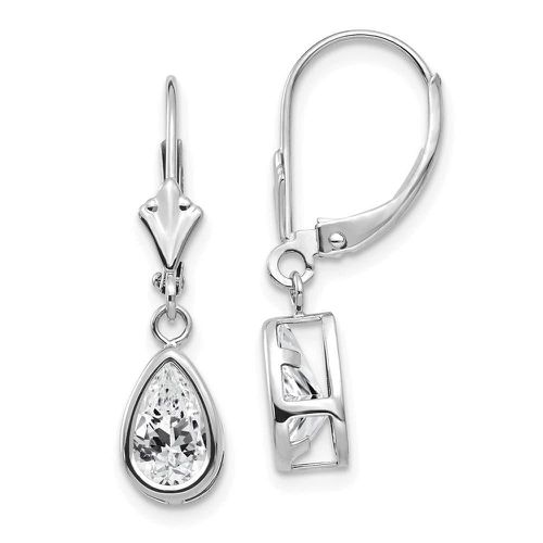 K White Gold 8x5mm Pear Cubic Zirconia Leverback Earrings - Jewelry - Modalova