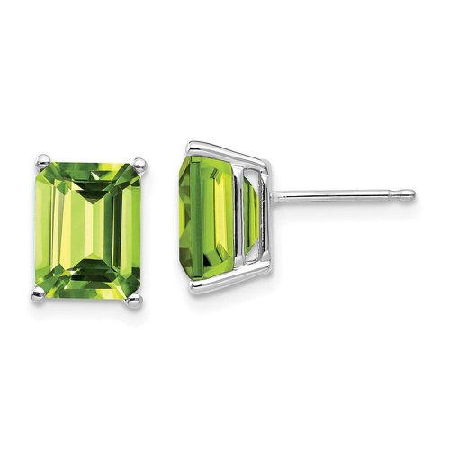K White Gold 9x7mm Emerald Cut Peridot Earrings - Jewelry - Modalova