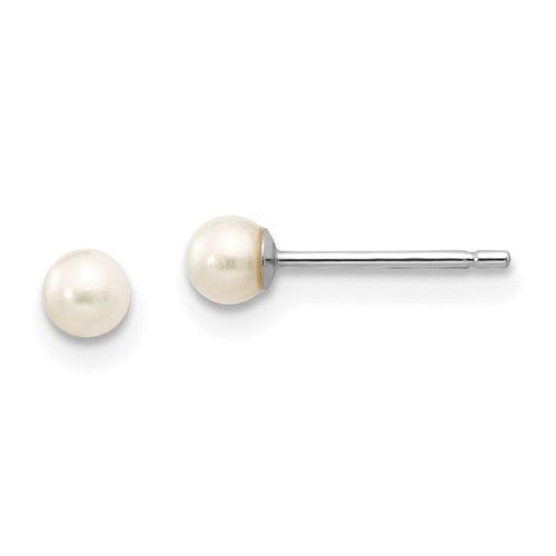 K White Gold 3-4mm White Round FW Cultured Pearl Stud Post Earrings - Jewelry - Modalova