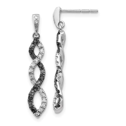 K White Gold Black & White Diamond Twisted Post Earrings - Jewelry - Modalova