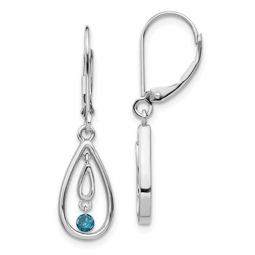 K White Gold Blue Diamond Leverback Earrings - Jewelry - Modalova