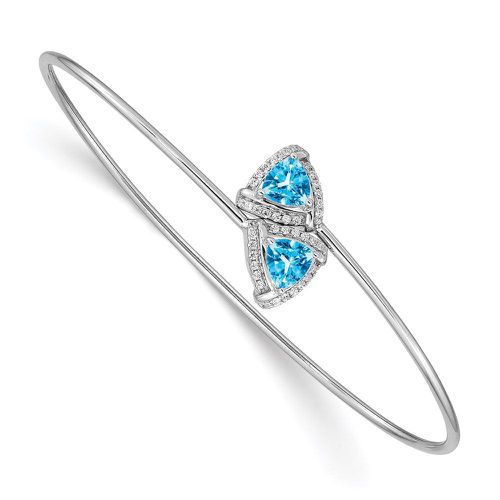 K White Gold Blue Topaz Flexible Bangle - Jewelry - Modalova