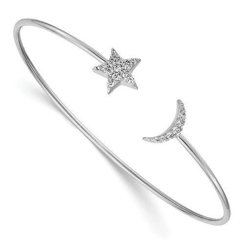K White Gold Diamond Moon & Star Flexible Bangle - Jewelry - Modalova