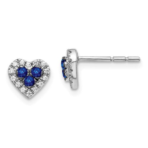K White Gold Diamond & Sapphire Heart Post Earrings - Jewelry - Modalova