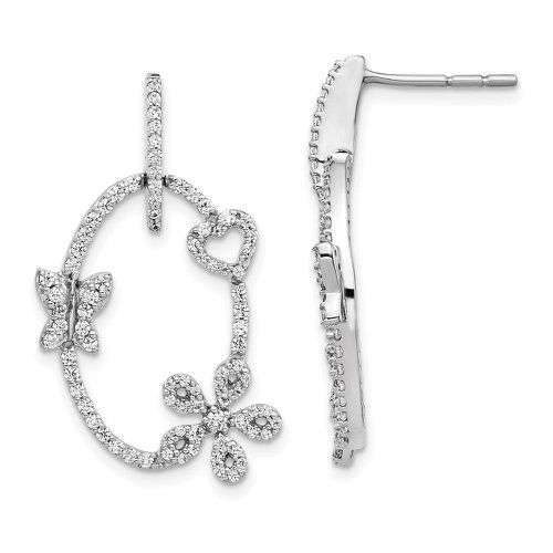 K White Gold Diamond Heart, Flower & Butterfly Post Earrings - Jewelry - Modalova
