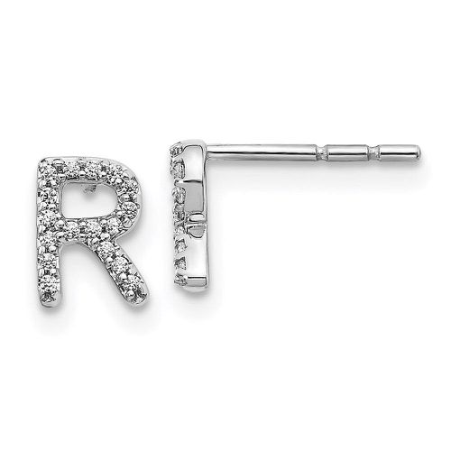 K White Gold Diamond Initial R Earrings - Jewelry - Modalova