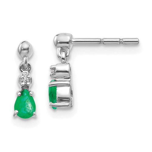K White Gold Emerald & Diamond Dangle Post Earrings - Jewelry - Modalova