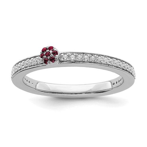 K White Gold Created Ruby and Diamond Ring - Stackable Expressions - Modalova