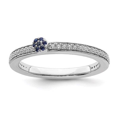 K White Gold Created Sapphire and Dia. Ring - Stackable Expressions - Modalova