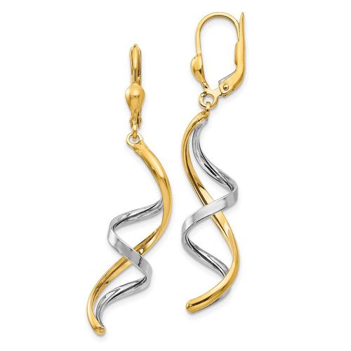 K Two-tone Spiral Leverback Earrings - Jewelry - Modalova