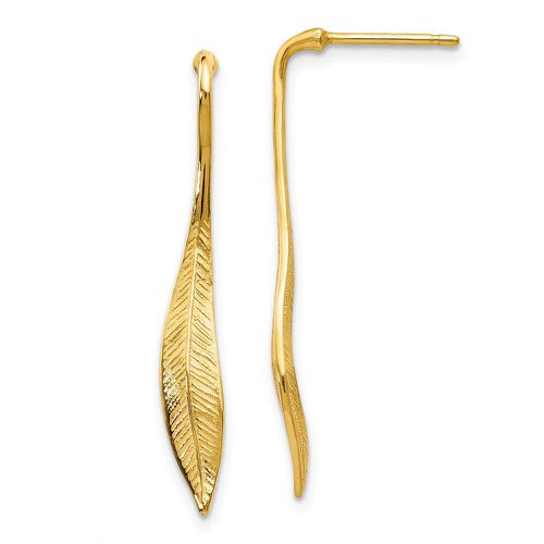 K Yellow Gold Feather Post Dangle Earrings - Jewelry - Modalova