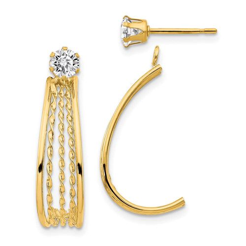 K Yellow Gold J Hoop Polished w/CZ Stud Earrings - Jewelry - Modalova