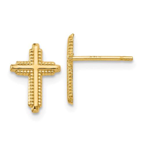 K Yellow Gold Polished Cross Post Earrings - Jewelry - Modalova