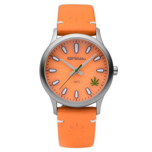 Women's Quartz Watch - Mary Jane Soft Orange Genuine Leather Strap / W2014 - 420Waldos - Modalova