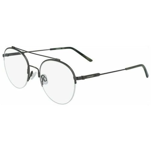 Men's Eyeglasses - Satin Gunmetal Round Frame / CK19144F 008 - Calvin Klein - Modalova