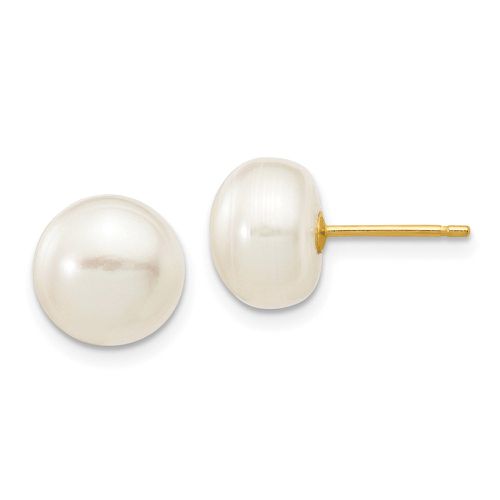 K 8-9mm White Button Freshwater Cultured Pearl Stud Post Earrings - Jewelry - Modalova