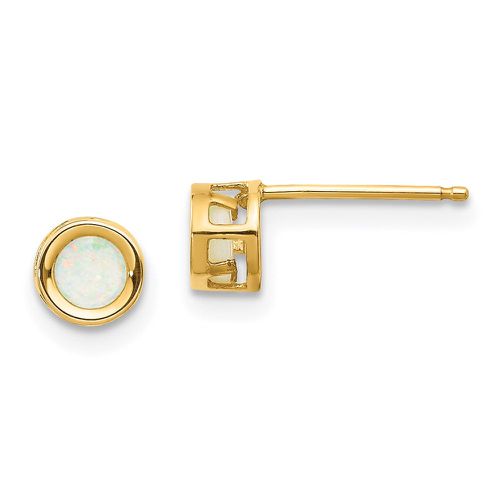 K 4mm Round Bezel October/Opal Post Earrings - Jewelry - Modalova