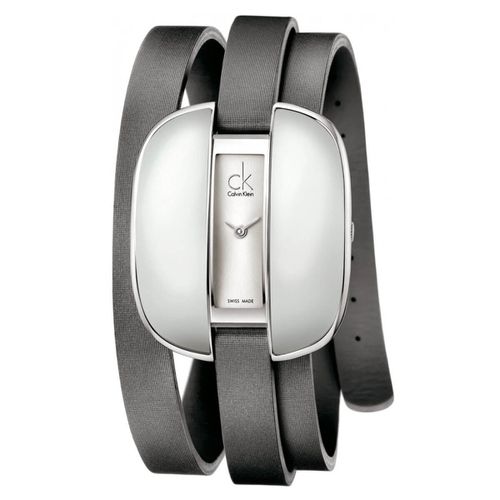 Women's Strap Watch - Treasure Grey Double Wrap Satin & Leather / K2E23620 - Calvin Klein - Modalova