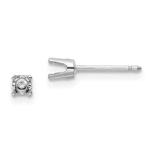 K White Gold 3mm Round Stud Earring Mounting w/backs No Stones Included - Jewelry - Modalova