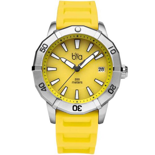Women's Watch - Rosie Rotating Bezel Date Display Yellow Silicone Strap / B2014 - BIA - Modalova