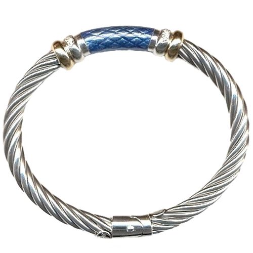 Italy Men's Bracelet - Enamel Blue Bar with Diamond Sterling Silver / VHB 391 D EC - Alisa - Modalova