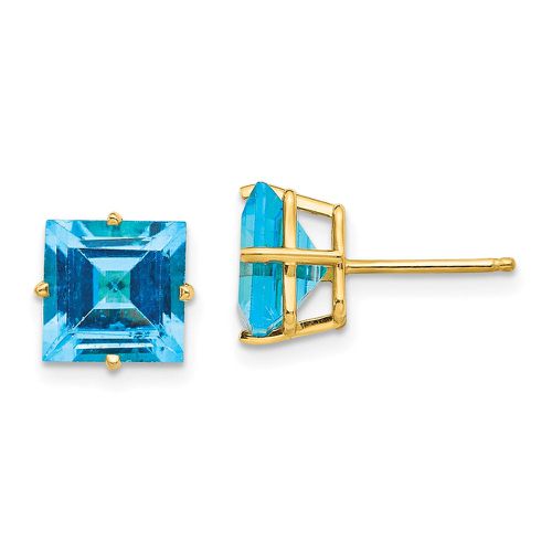 K 8mm Square Step Cut Blue Topaz Earrings - Jewelry - Modalova