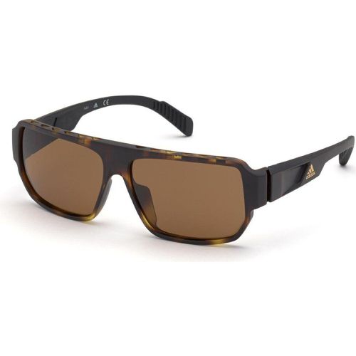 Men's Sunglasses - Dark Havana Full Rim Rectangular Frame / SP0038 52E - Adidas - Modalova