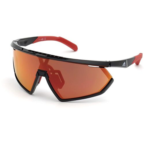 Men's Sunglasses - Shiny Black Frame Roviex Mirrored Lens / SP0001 01L - Adidas - Modalova