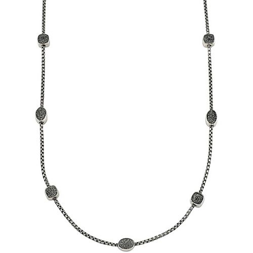 Italy Women's Necklace - Enamel Oxidized Box Chain with Grey Speckled / VHN 1580 GRS - Alisa - Modalova