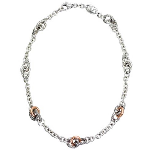 Italy Women's Necklace - Traversa 18k Rose Gold and Sterling Silver Link / VHN 803 R - Alisa - Modalova