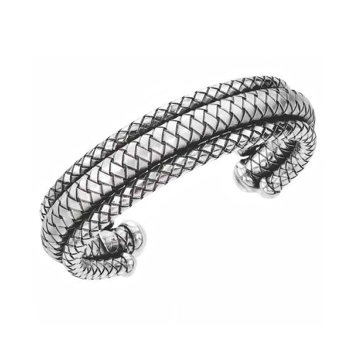 Italy Women's Bracelet - Traversa Triple Cuff Design Sterling Silver Metal / VHB 910 - Alisa - Modalova