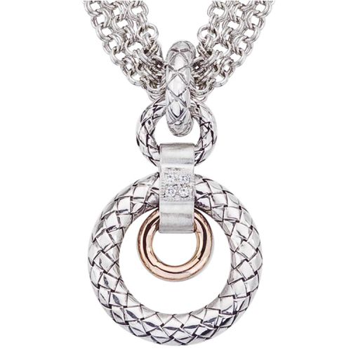 Italy Women's Pendant - Traversa and Shiny Double Circle Design Diamond / VHP 1033 D - Alisa - Modalova