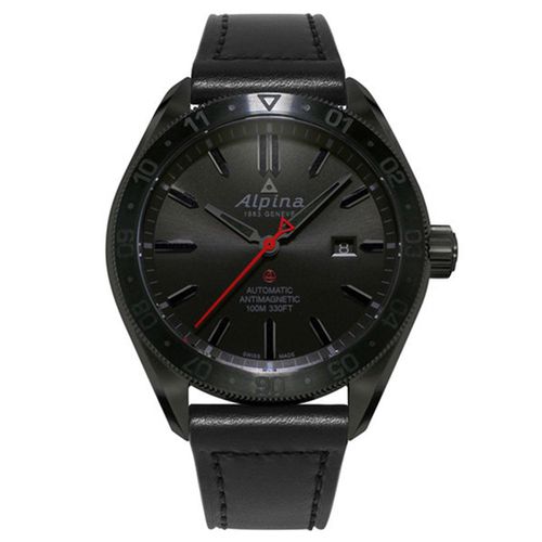 Men's Automatic Watch - Alpiner Black Dial Black Leather Strap / AL-525BB5FBAQ6 - Alpina - Modalova