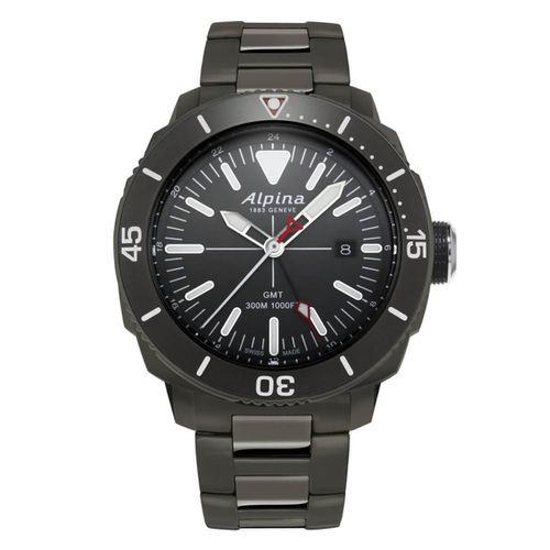 Men's Bracelet Watch - Seastrong Diver GMT Grey IP Steel / AL-247LGG4TV6B - Alpina - Modalova