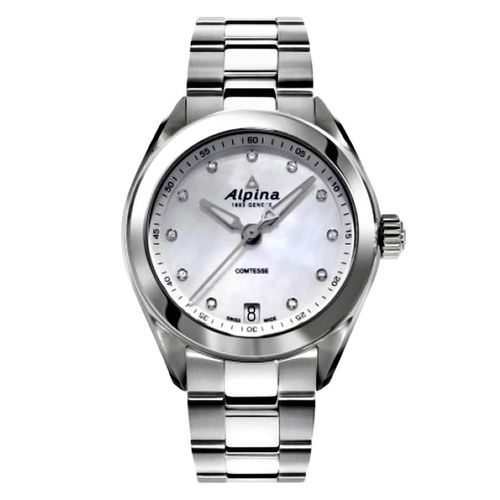 Women's Diamond Watch - Comtesse MOP Dial Steel Bracelet / AL-240MPWD2C6B - Alpina - Modalova