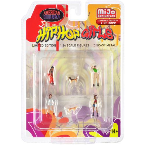 Diecast Set - Hip Hop Girls (Women and Dog Figures), 6 piece - American Diorama - Modalova