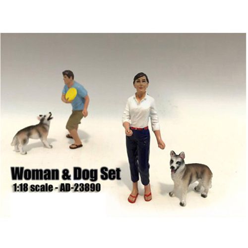 Figure Set - Woman and Dog Polyresin For 1:18 Scale Models, 2 Piece - American Diorama - Modalova