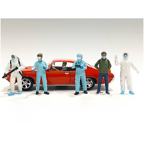 Figurine Set - Poly Resin Hazmat Crew for 1/24 Models, 6 Pieces - American Diorama - Modalova