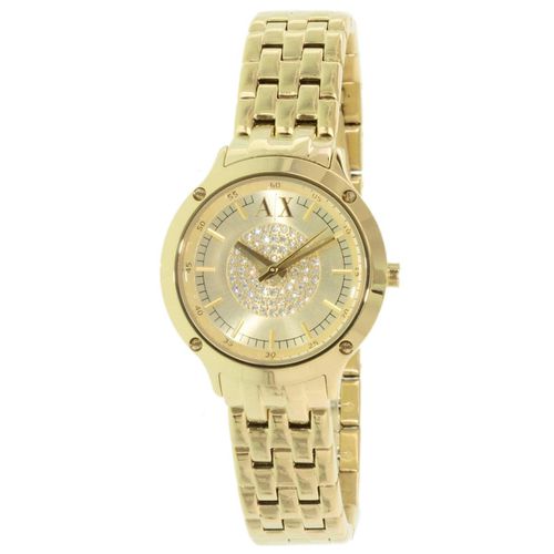 AX5417 Women's Gold Tone Dial Yellow Gold Steel Bracelet Crystal Watch - Armani Exchange - Modalova
