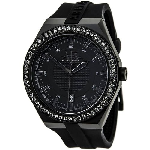 Men's Watch - Classic Quartz Diamond Black Silicone Strap / AX1217 - Armani Exchange - Modalova