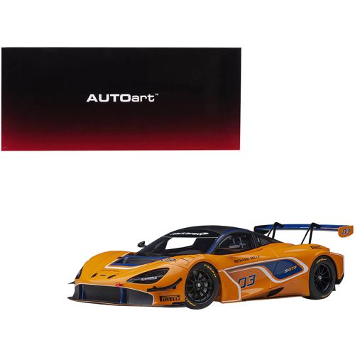 Model Car - Mclaren 720S GT3 #03 Orange with Black Top Rubber Tires - Autoart - Modalova