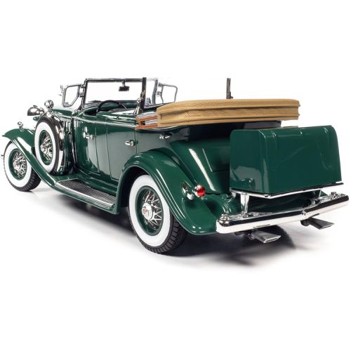 Diecast Model Car - 1932 Cadillac V16 Sport Phaeton Dark Green - Autoworld - Modalova